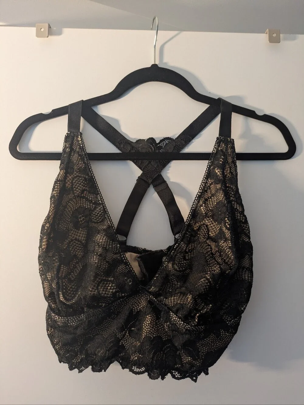 Asos Longline Lace Bralette with Crisscross Back - Black 36GG/36J